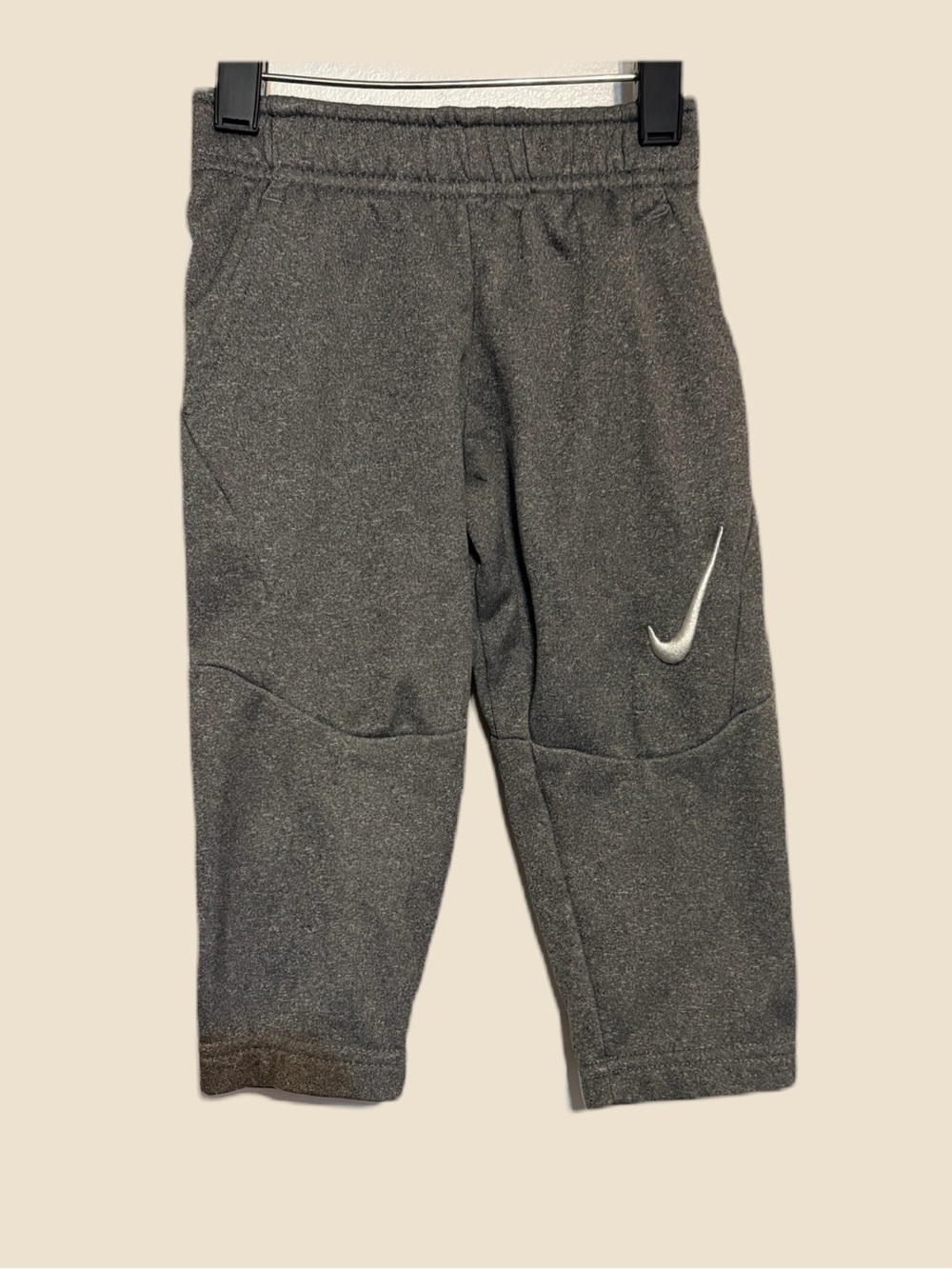 Nike Kids Charcoal Gray Jogger Pants with White Swoosh